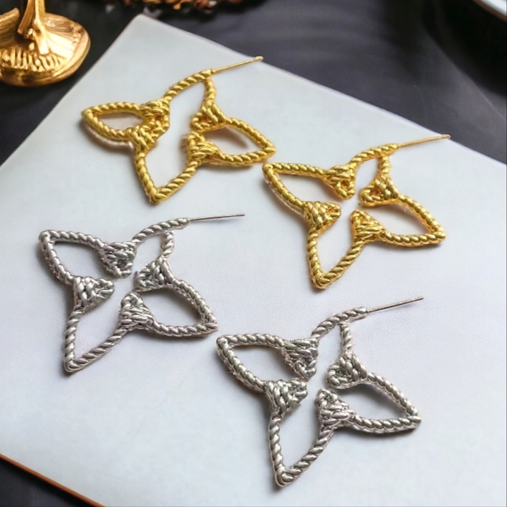 Luxury Designer Silver Nautical Hoops Earrings